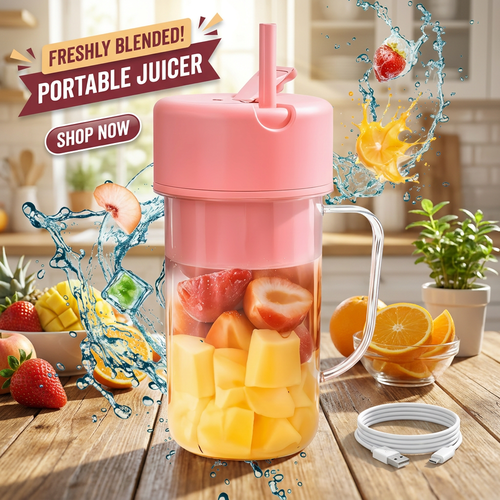 Portable 6-Blade Juicer Blender (420ML) | USB Rechargeable Smoothie Mixer