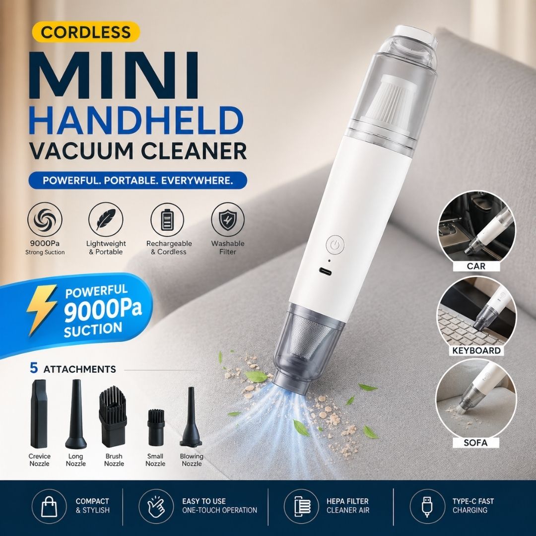 Cordless Mini Handheld Vacuum Cleaner Set with 5 Attachments