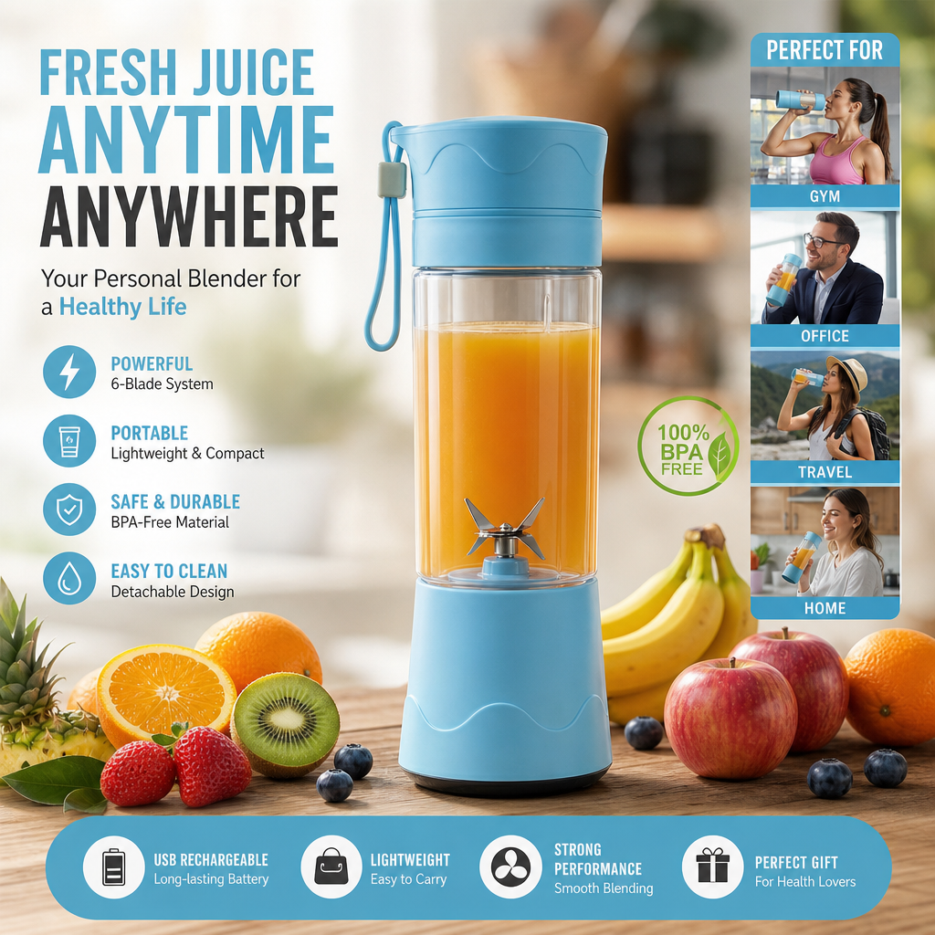 Portable USB Rechargeable Juicer Blender Bottle | Mini Smoothie Maker