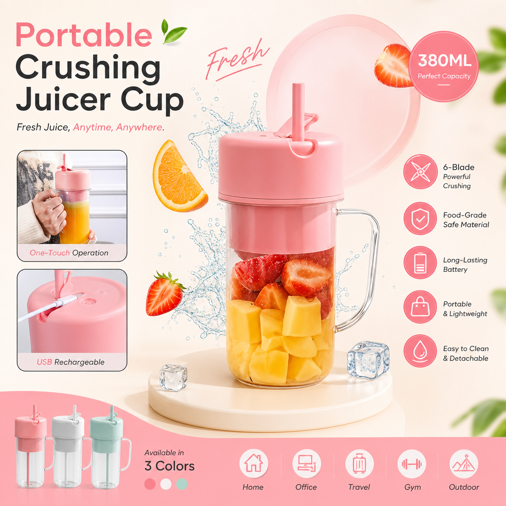 Portable 6-Blade Juicer Blender (420ML) | USB Rechargeable Smoothie Mixer
