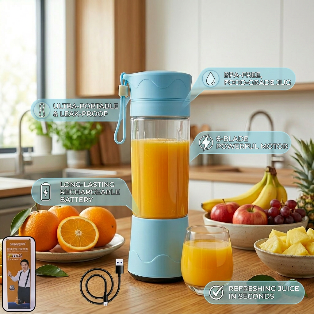 Portable USB Rechargeable Juicer Blender Bottle | Mini Smoothie Maker