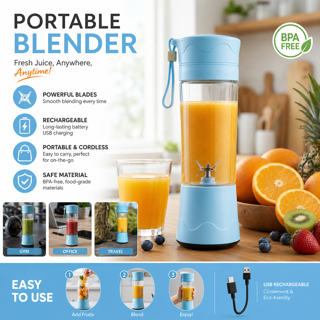 Portable USB Rechargeable Juicer Blender Bottle | Mini Smoothie Maker